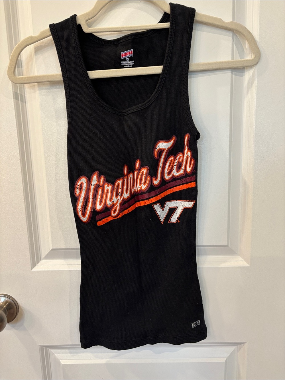 Soffe Black Tank Top with Orange & White Virginia Tech Script